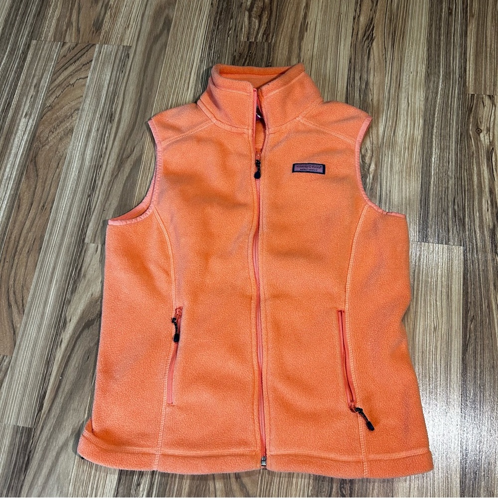 Vineyard Vines Orange Size Extra Small Sherbert Full Zip Fleece Westerly Vest